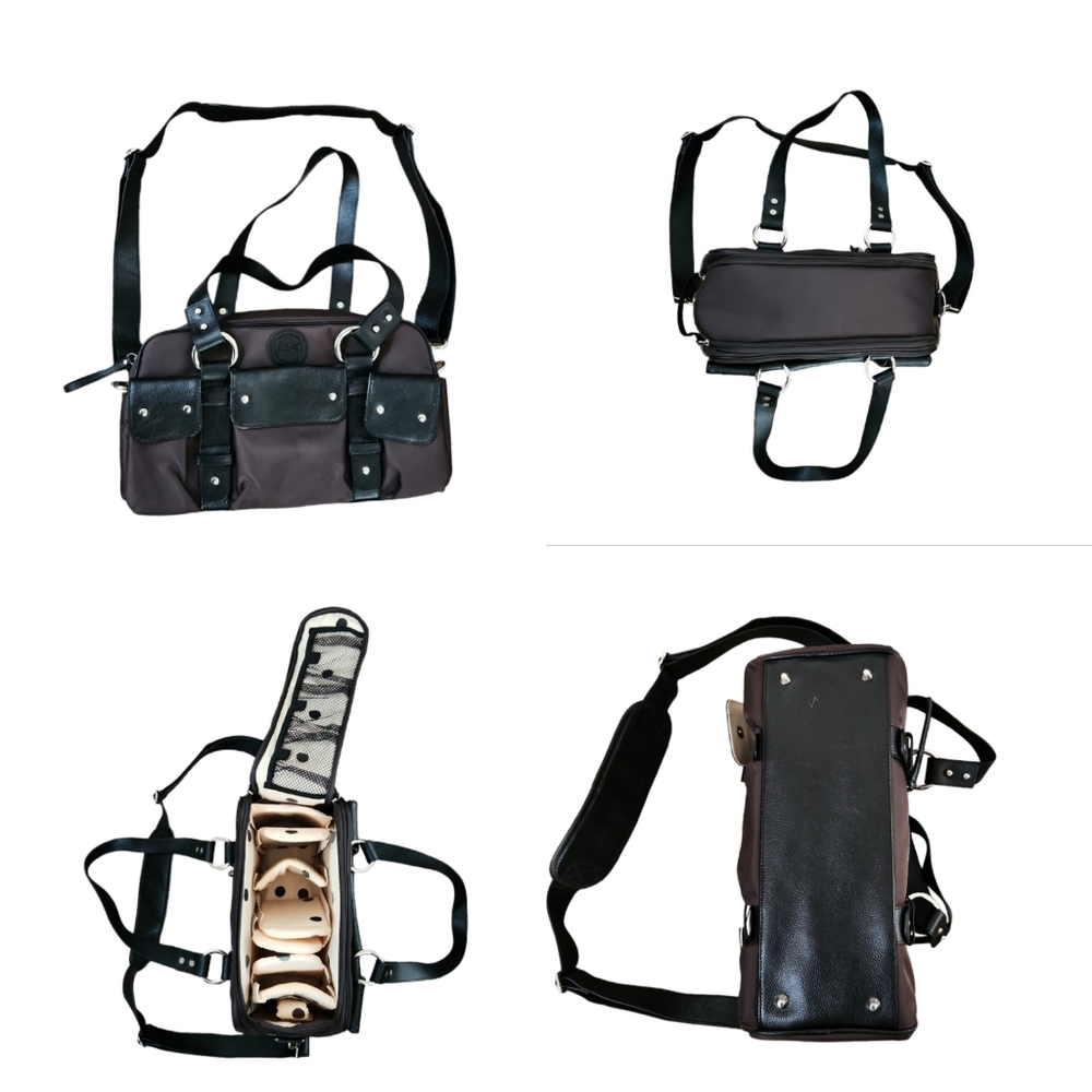 Jill-E Designs Brown Black Camera Bag With Shoulder Strap Polka Dot Colorway